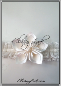 Жартиер в бяло- Charmybride.com