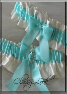 Сватбени жартиери в тюркоазено Svatbalux