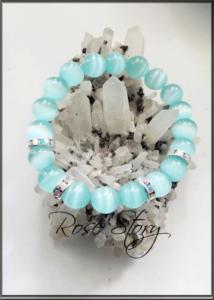 Гривна шлифовано котешко око цвят тифани CharmyRose.com