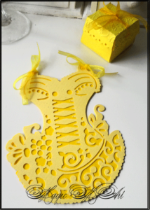 Покана за шаферки и моминско парти и кутийка за подаръче в жълто SvatbaLux