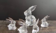 Комплект позлатени кристални зайчета за късмет през годината на Заека 2023 - 5 броя